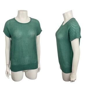 1980s Blue Sheer Short Sleeve Pullover Sweater / Women’s Medium